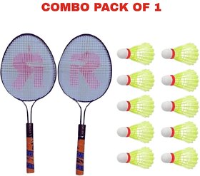 Rajson Youth Double Rod Badminton Racquet Pair With 10 Shuttles Badminton Kit