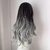 Ash Gray Balayage Wavy Lace Front Wig with Curtain Bangs - Natural Looking Synthetic Hair Full Cap (Gradient Gray + Hair Net)