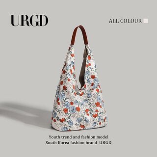 Floral Print Canvas Tote Bag - Stylish Shoulder & Crossbody Bag for Women, Large Capacity Boho Handbag (Off-white)