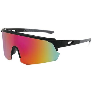 YUSHA 9338 Sports Sunglasses for Men & Women, Polarized Cycling Glasses, UV Protection Windproof Goggles for Outdoor Running, Hiking, Motorcycle (Sand Black Ice Blue)