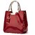 Glossy Leather Tote Bag for Women - Large Capacity Shoulder & Crossbody Handbag (Burgundy)