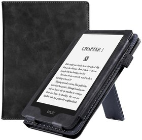 Ergonomic Kindle Paperwhite Case with Hand Strap & Pen Holder, Detachable Stand (Calfskin Navy Blue, For Kindle Paperwhite 5 Hand Rest Stand)