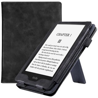 Ergonomic Kindle Paperwhite Case with Hand Strap & Pen Holder, Detachable Stand (Calfskin Navy Blue, For Kindle Paperwhite 5 Hand Rest Stand)