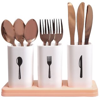 Plastic Self Draining Cutlery Holder for Kitchen (Small cup size)  Spoon Stand for Dining Table  Cutlery Stand  Kitch
