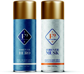 F9 Forever Musk and Hero Long Lasting Freshness Deodorant Perfume Body Spray For Men and women (150ml2) Pack of 2