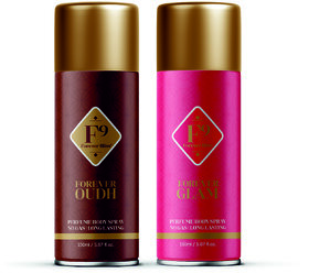 F9 Forever Glam and Oudh Long Lasting Freshness Deodorant Perfume Body Spray For Men and women (150ml2) Pack of 2