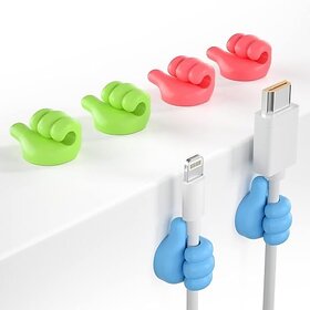 (Pack of 10) Self-Adhesive Silicone Thumb Wall Hooks for Hanging - Multi-Function Cable Clips, Key  Wire Organizers.