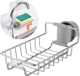 Kitchen Sink Faucet Sponge Holder Caddy Organizer Over, Stainless Steel Heavy Duty Thickening Hanging Drain Rack for scr