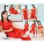 Womens 12pc Bra Panty Skirt Sleep-Shirt Capri Gown Babydoll Top Pajama Robe Nighty Coat 1001D Bed Red Set