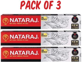 Nataraj NAT 621 Bold Writing Pencils (Pack of 3 Sets) with 3 Sharpeners and Erasers Free (Set of 30, Red)