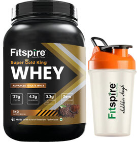 Fitspire Super Gold King Coffee Royal Whey Protein Isolate 1kg with 400ml