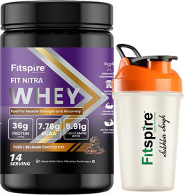 Fitspire Fit Nitra Belgian Chocolate Whey Protein 1 lb with 400ml Shaker