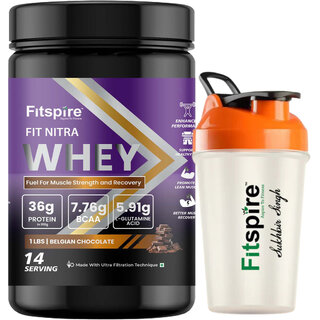 Fitspire Fit Nitra Belgian Chocolate Whey Protein 1 lb with 400ml Shaker