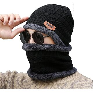 Winter Cap  Muffler for Men  Women Beanie Cap 1 Set