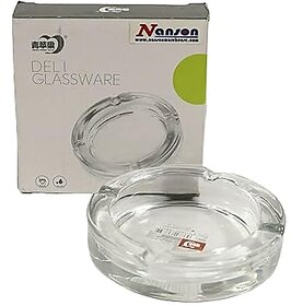 Nanson Heavy Glass Ashtray  Premium Crystal Clear Deli Ashtray for Cigarettes, Cigars  1 Pc