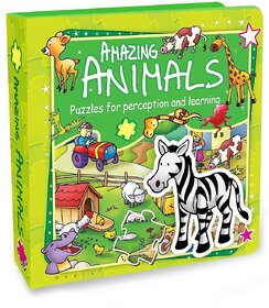 My First Animal Puzzle Board Book, interactive age 3 to 6, First word, Story Book,  6 Puzzles