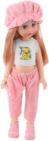 Cute Little Girl Doll for Kids in Pink Velvet Dress with Hat Suitable for Kids Age 02 Years  Above