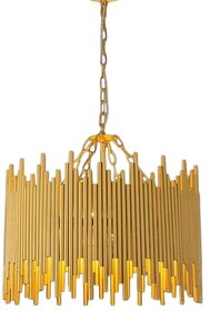 Modern Gold Drum Chandelier, 21.3-Inch Diameter Pendant Light with Adjustable Height Chain