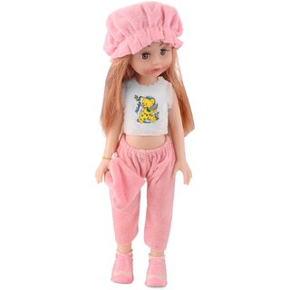 Cute Little Girl Doll for Kids in Pink Velvet Dress with Hat Suitable for Kids Age 02 Years  Above