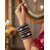 Traditional Indian Thread Bangles Set, Royal Blue with Gold Crystal and Metal Studded