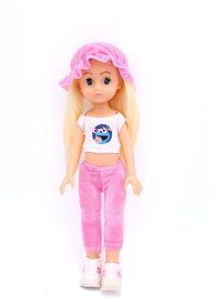 RIVA CREATIONS Cute Little Girl Doll Fashion Doll in Velvet Dress with Hat for Girls Kids Pink