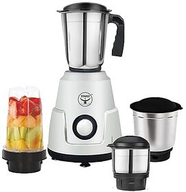 Starly Grindwave 750 Watt Mixer Grinder with 4 Jars  3 Stainless Steel Jars  1 Juicer Jar  Shockproof ABS Body  Heavy Duty Motor  Stainless Steel Blades  Silver