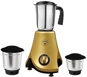Starly CrownJewel 750 Watt Mixer Grinder with 3 Jars  Stainless Steel Multipurpose Jars  Blades  ABS Body  Heavy Duty Motor for Uniform Grinding Blending  Juicing Golden
