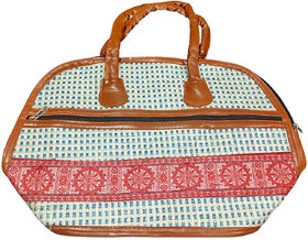 Handcrafted Fabric Handbag for Women Ethnic Printed Hand Purse with Zipper Daily Use Travel Bag