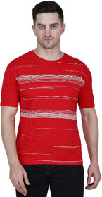 Life Dream Mens Red Solid Cotton Blend Round Neck T-Shirt
