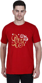Life Dream Mens Red Solid Cotton Blend Round Neck T-Shirt