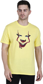 Life Dream Mens Yellow Solid Cotton Blend Round Neck T-Shirt
