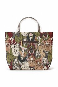 Ethnic Print Canvas Tote Bag with Zipper Pocket