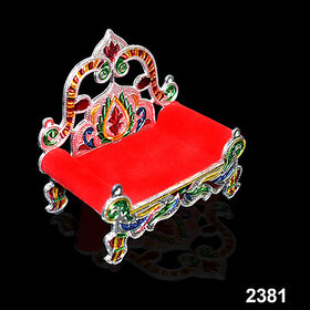 Traditional Meenakari Wooden Singhasan, Multicolor Throne for Bal Gopal, Religious Worship Idol Stand, Medium Size