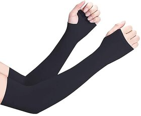 UV Protection Arm Sleeves for Men & Women with Thumb Hole | Nylon Sun Protection Sleeves for Running, Cycling & Biking