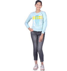 Kid Kupboard Cotton Girls Sweatshirt, Light Blue, Full-Sleeves, XL-Xtra Large KIDS8250
