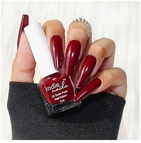 Nail Polish 12-Free Formula Quick Dry Long-Lasting Chip Resistant High Glossy Shine Vegan Made in India Nail Paint For Women 5ml (Cherry Red 5ml)