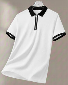 Ausk Mens White, Multicolor Solid Cotton Blend Polo T-Shirt