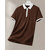 Ausk Mens Brown, White Solid Cotton Blend Polo T-Shirt
