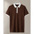 Ausk Mens Brown, White Solid Cotton Blend Polo T-Shirt