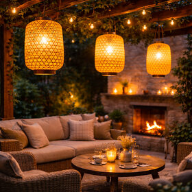 WEEBIZ Jullian6 Wall Lights, Ceiling Lights, Hanging Lights (Pendant Lights), Wall Lights Lamp Shade (Bamboo)