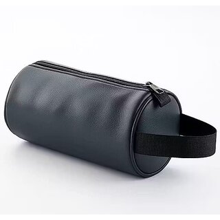 Trendy PU Leather Cylinder Pouch Bag for Men & Women Multipurpose Travel, Cosmetic & Stationery Case