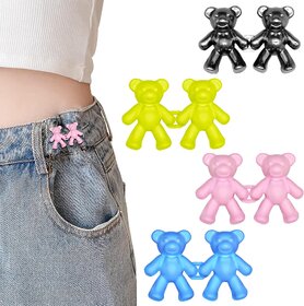 (2 Pairs) Cute Bear Detachable Waist Button for Jeans & Pants