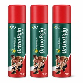 (Pack of 3 | Greenblosum Ortho Pain Spray with Oil of Wintergreen Menthol, Rapid Effective Relief, 75 ml