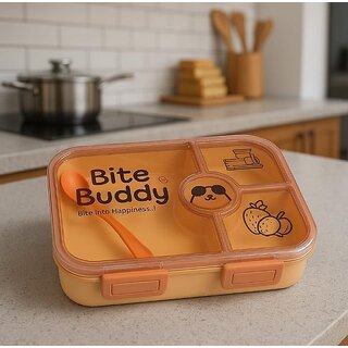Minha Lunch Box, 4 Compartments, Leak-Proof, Pink and Blue, BPA-Free, with Utensils