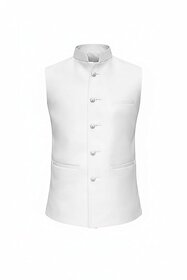 Aamir Enterprise Mens White Mandarin Collar Nehru Jacket (White)