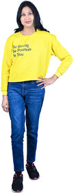Kid Kupboard Cotton Womens Sweatshirt, Light Yellow, Full-Sleeves, XL-Xtra Large KIDS8303