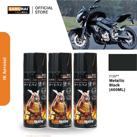 Samurai Kurobushi Metallic Colours Black Spray Paint 400 ml (Pack of 3)