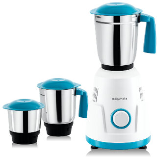 Digimate Sakhi 500W Mixer Grinder With 3 Jars, Power-Packed Performance for Everyday Cooking (DG-MG-Sakhi-01, Blue & White)