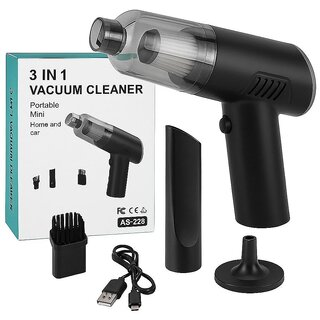 3-in-1 Mini  Portable Vacuum Cleaner for Car  Home Compact, Sofa, Dust, and Deep Cleaning Black Organizer Cordless