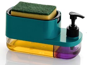 3 in 1 Soap Pump Dispenser Dish Soap Liquid Dispenser Sponge Holder Dish Soap Pump Dispenser for Kitchen Sink Accessories Items Countertop Kitchen Bathroom
